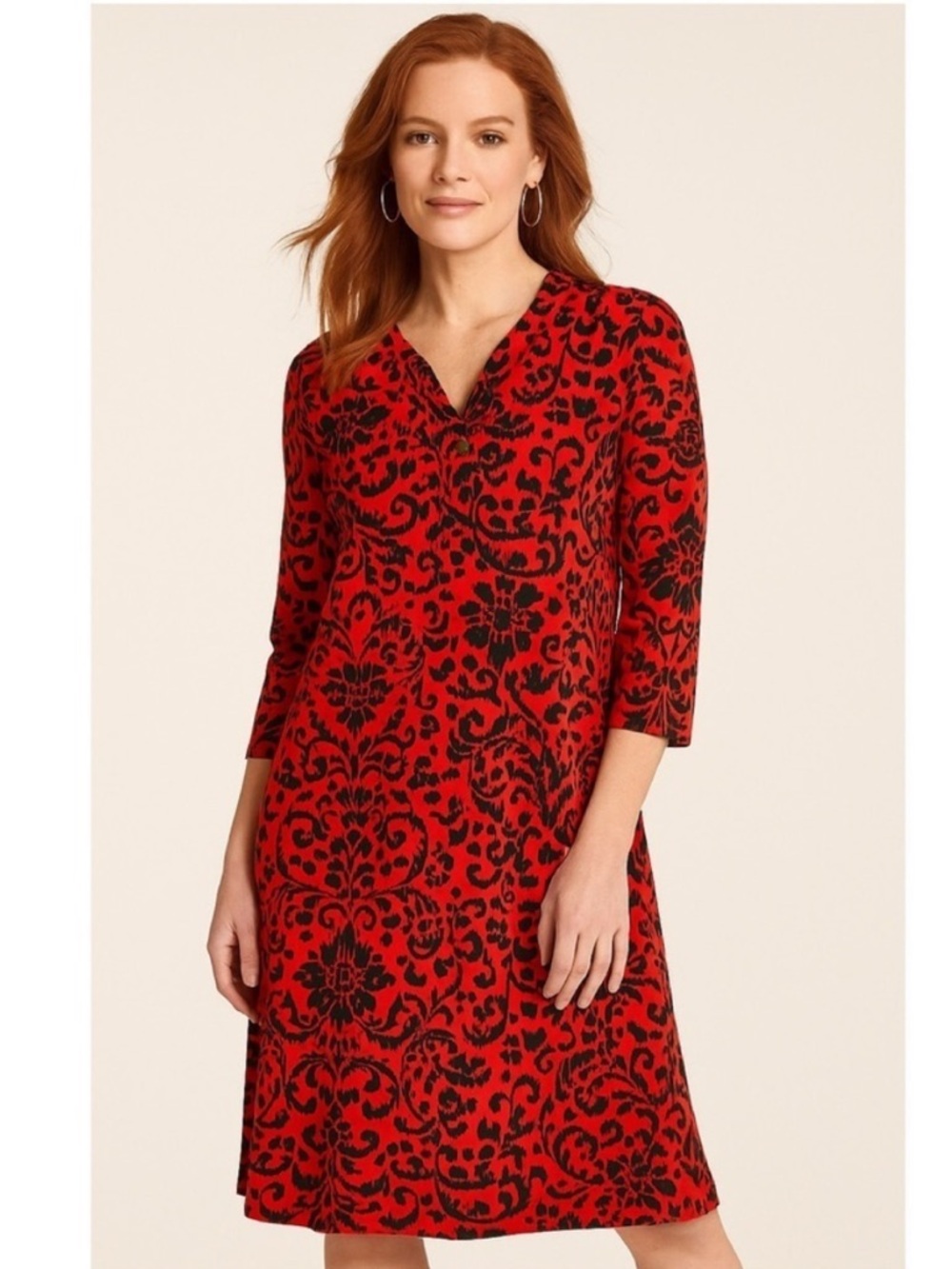 Chico’s Red and Black V-Neck Dress
